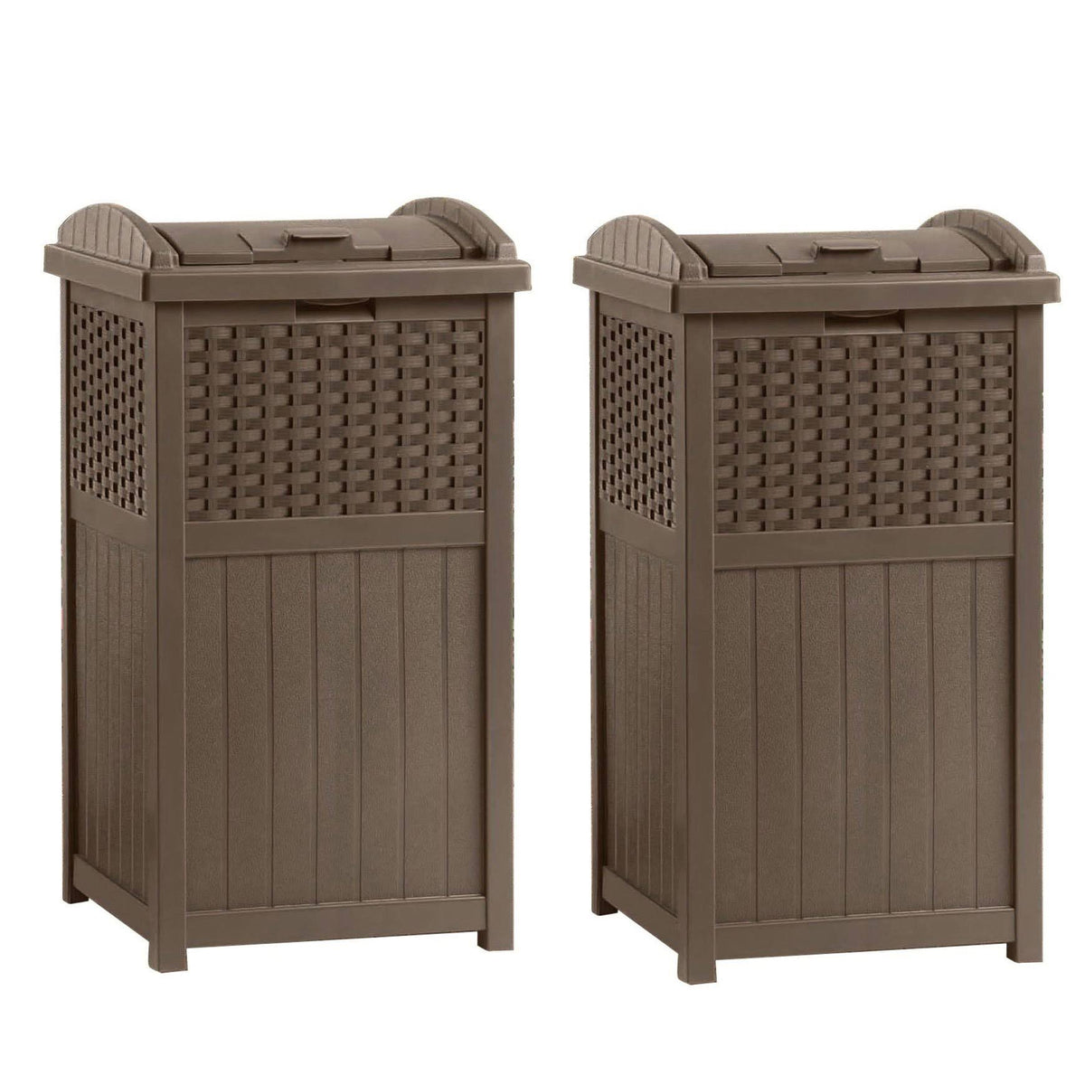 Outdoor Resin Wicker Trash Can Hideaway 2 Pack E5972