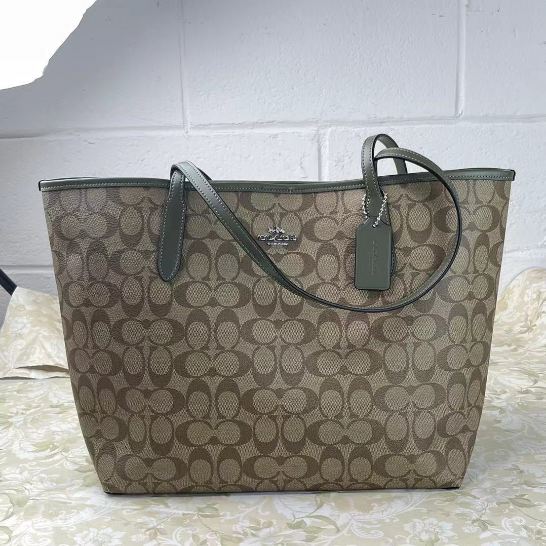 Signature Canvas Khaki Tote W340