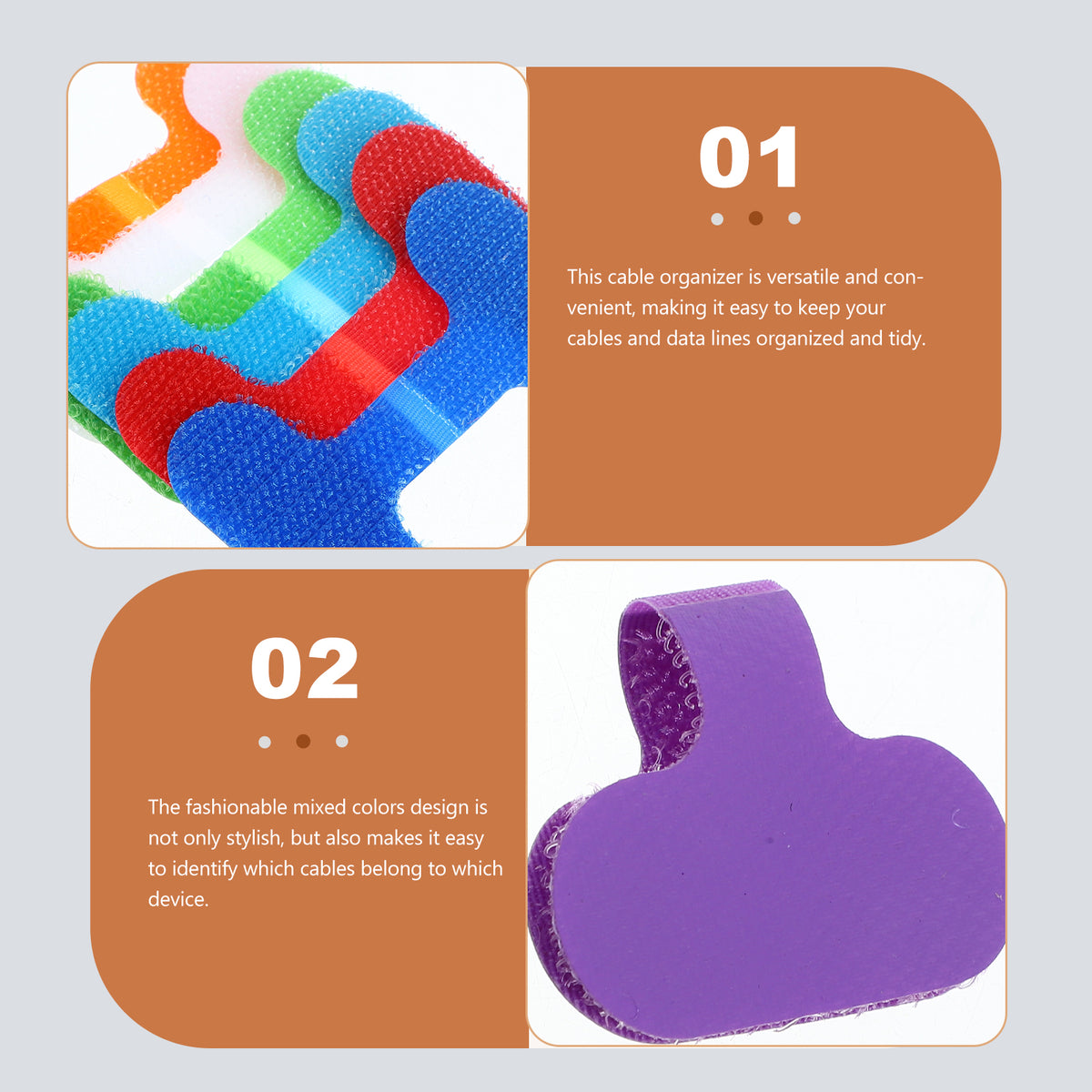 24pcs Assorted Color Nylon Cable Organizers C12552