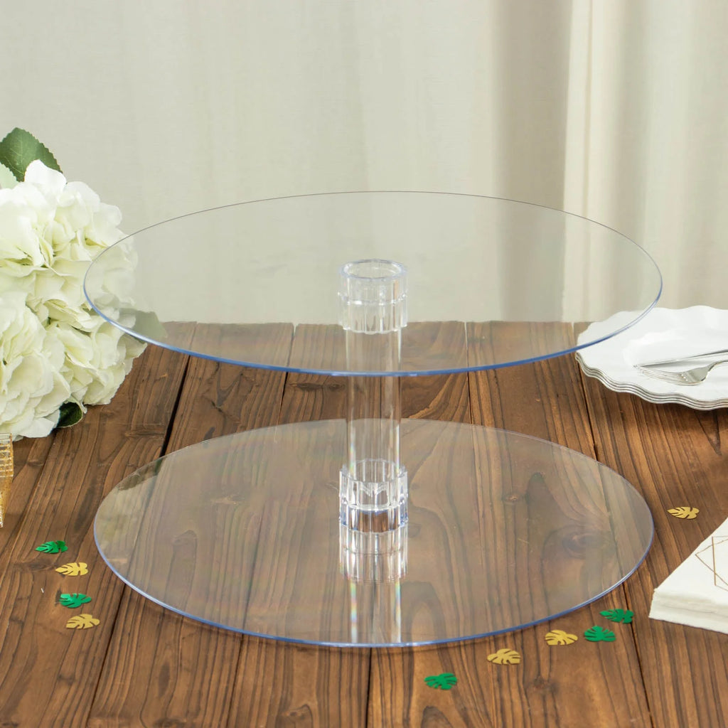 2 Tier 18 inch Acrylic Crystal Glass Clear Cupcake Stand K40844