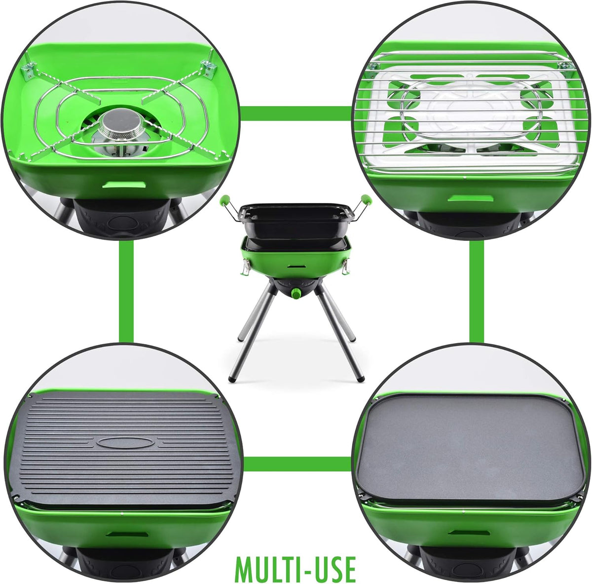Portable Propane BBQ Grill Camp Stove, 8000 BTU Light Green/Black A500120