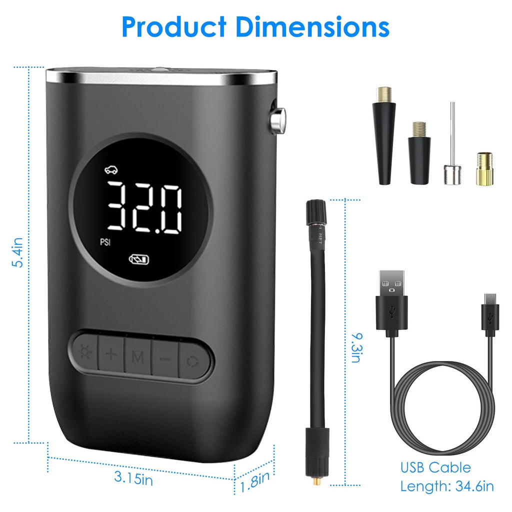 150 PSI Portable Tire Inflator Air Compressor with Digital Pressure Gauge B36143