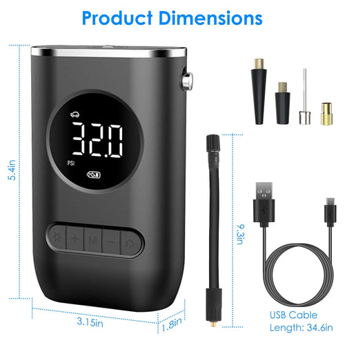 150 PSI Portable Tire Inflator Air Compressor with Digital Pressure Gauge B36143