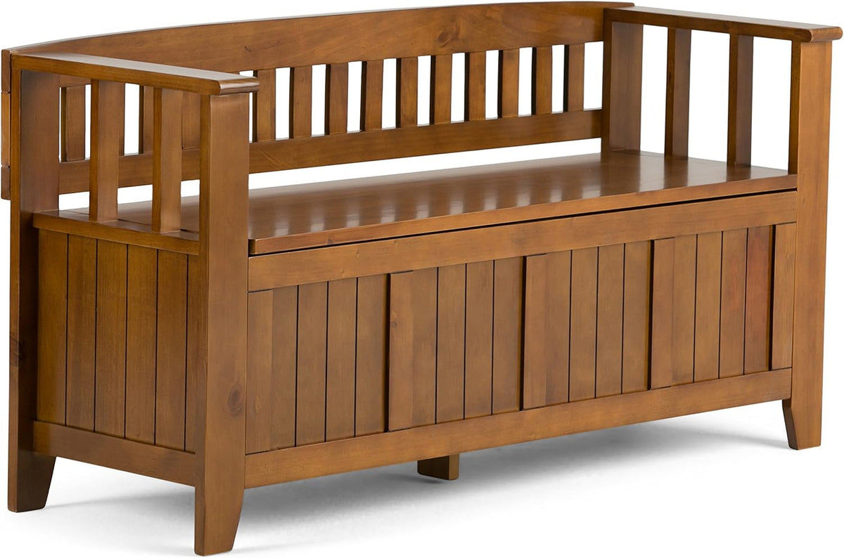 White Solid Wood 48 inch Storage Bench Z394