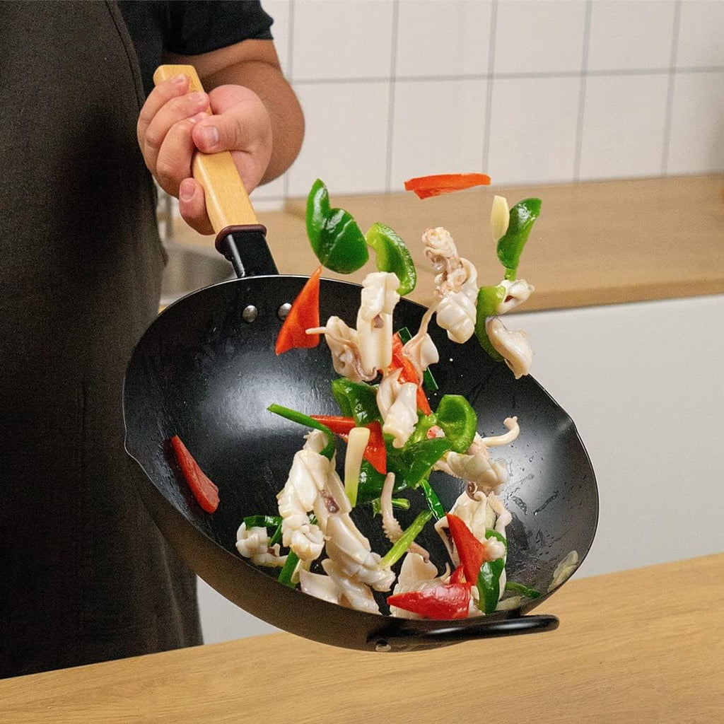 Carbon Steel Wok with Lid 12 Inch Q9779