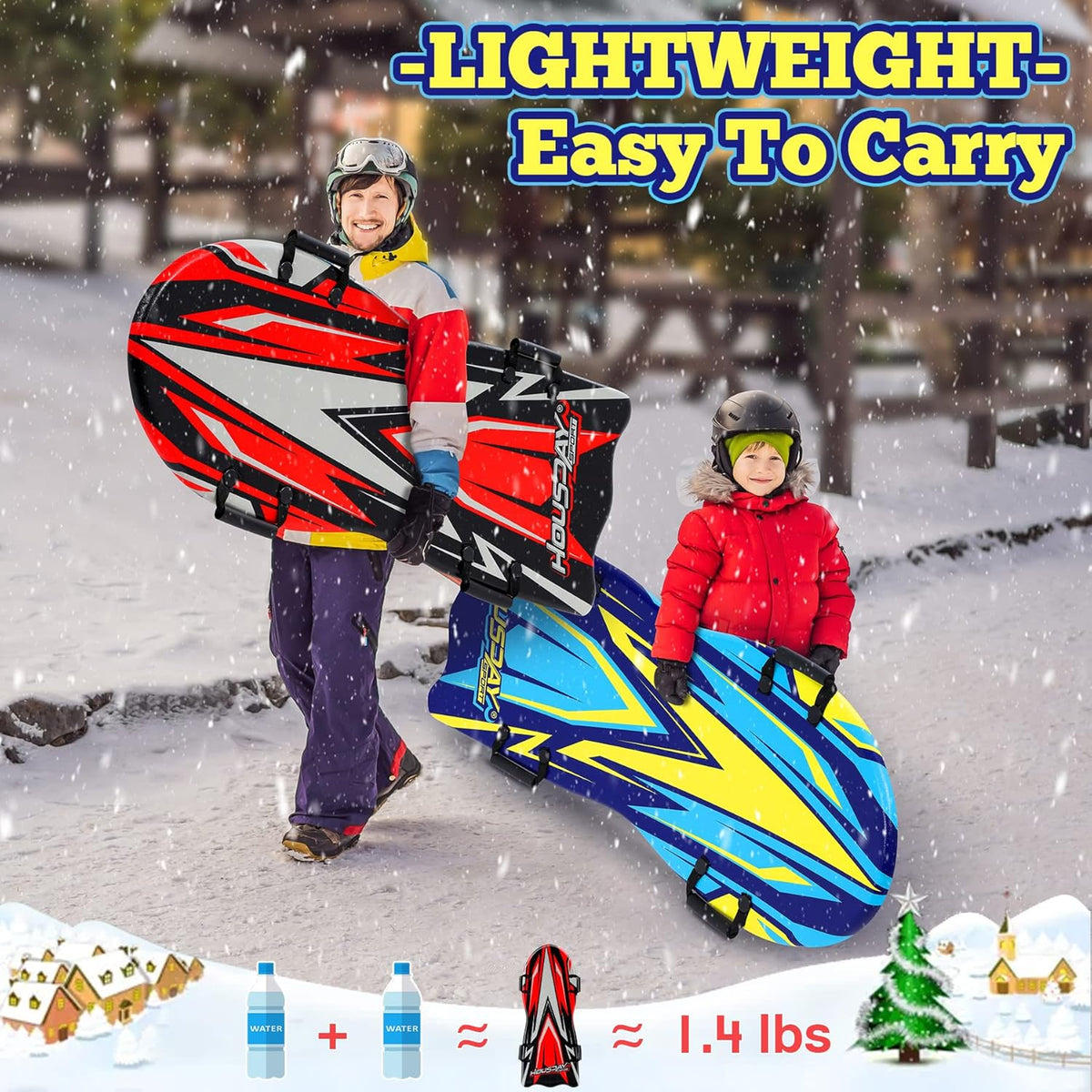 2 Pack Large Foam Snow Sled with Handles Z9967