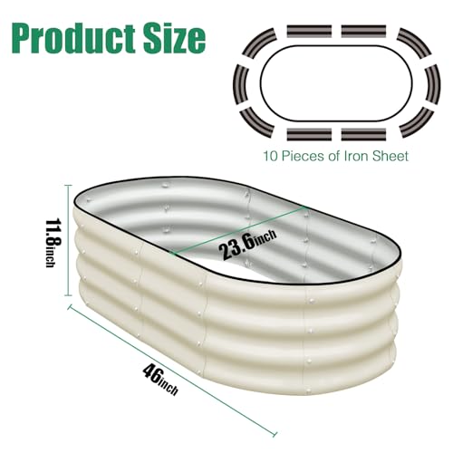 Galvanized Raised Garden Bed, 4x2x1ft Oval Metal Planter Box J651266
