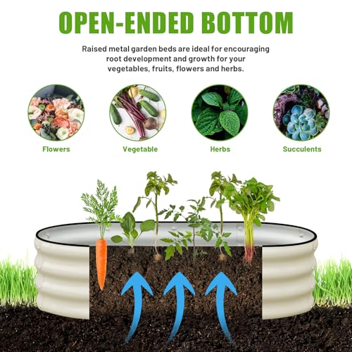 Galvanized Raised Garden Bed, 4x2x1ft Oval Metal Planter Box J651266