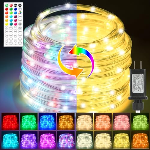 33ft Warm White 100 LED Rope Lights with Remote Y198