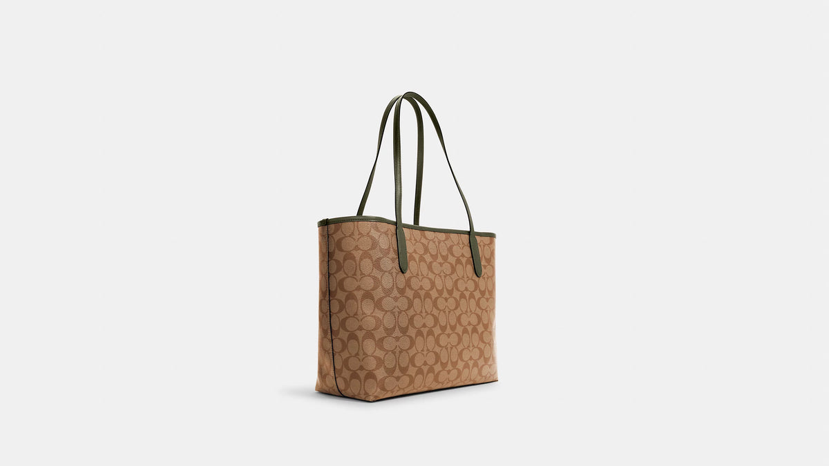 Signature Canvas Khaki Tote W340