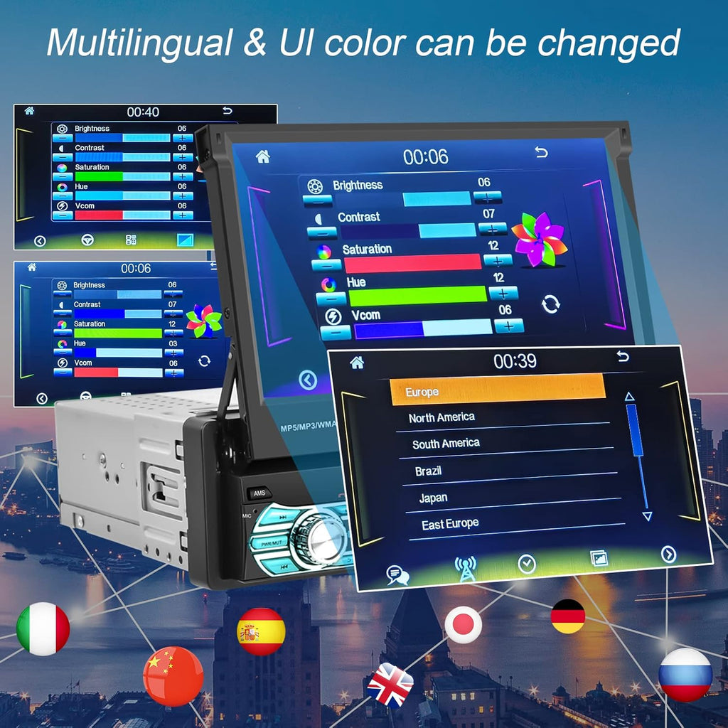 Single Din Car Stereo with Carplay Android Auto 7 Inch Touch Screen L5910