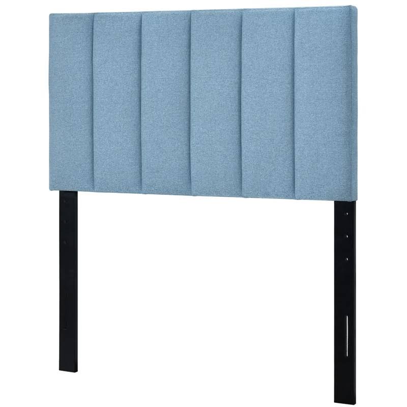 Blue Fabric Vertical Channel Twin Headboard R66071