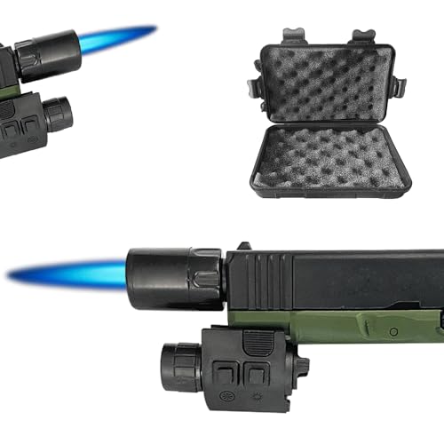 Black Green Windproof Butane Refillable Jet Flame Lighter H40891