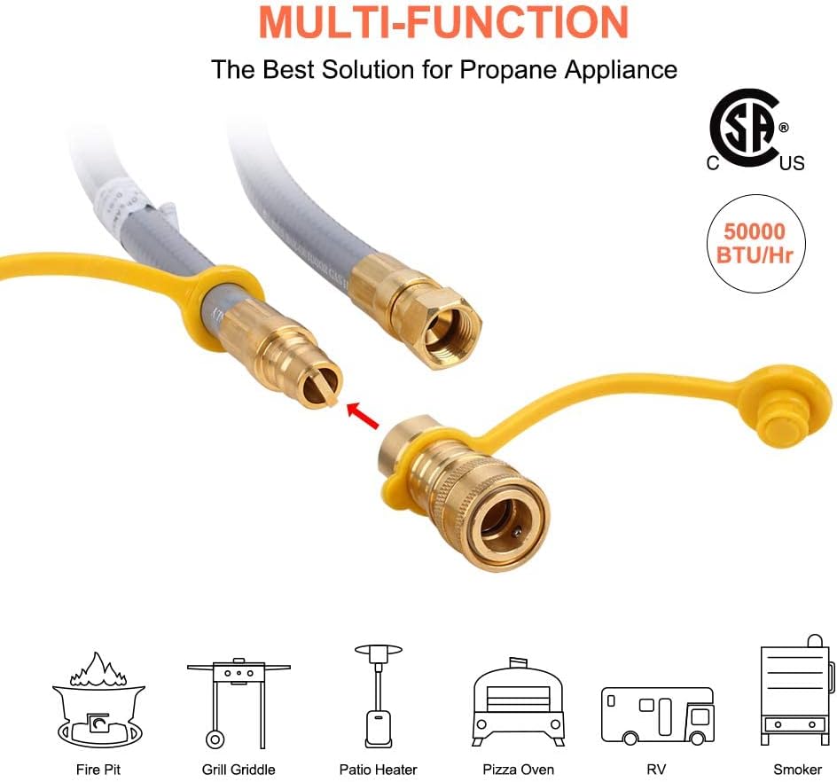 24 Feet 3/8 Inch Natural Gas Grill Hose with Quick Connect U82596