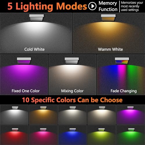8 Pack Solar Wall Lights, 60 Lumen Aluminum Alloy, 5 Modes 10 Color RGB P359