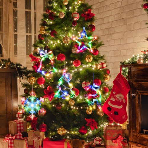 5Pack Christmas Window Lights with Timer, Battery Powered White LED Snowflake Decor J313