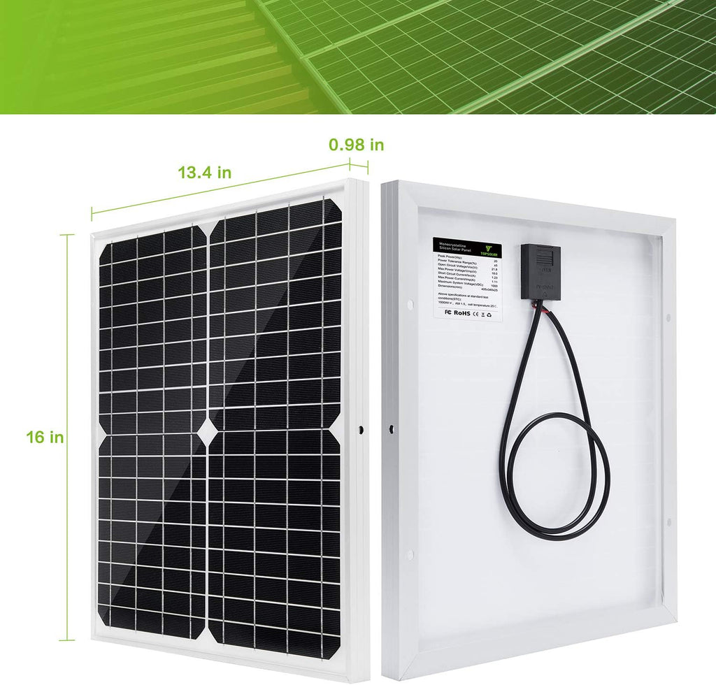 20W 12V Solar Panel Kit with 10A PWM Charge Controller and Adjustable Mount I147751