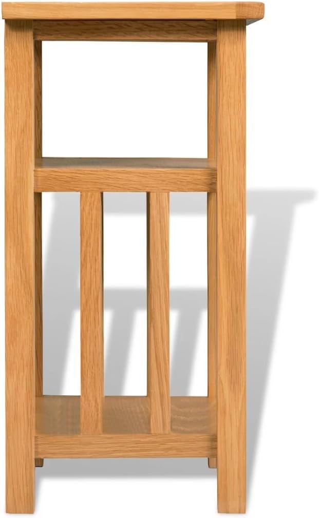 Oak Wood End Table with Magazine Shelf J880