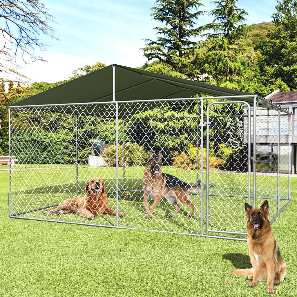 Extra Large Outdoor Dog Kennel with Roof and Lockable Door E2875