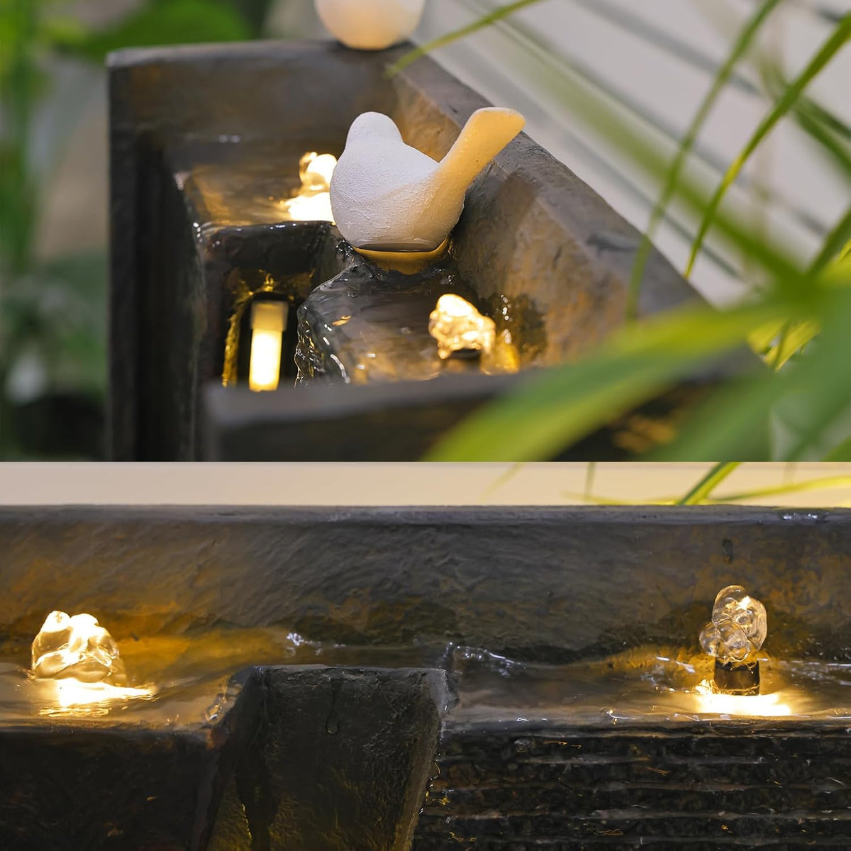 4.1ft Outdoor Water Fountain with LED Lights, Rusty Dark Gray M129911