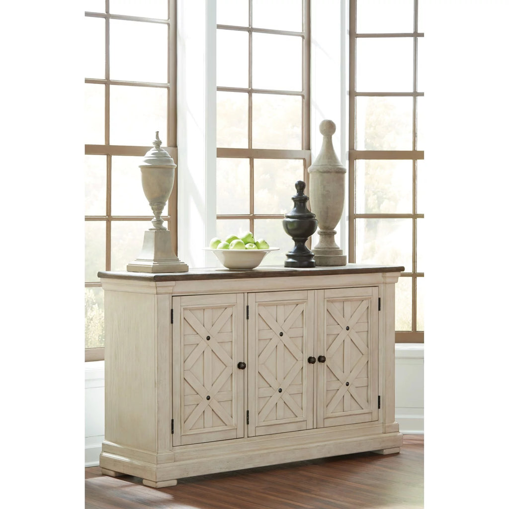 Antique White and Weathered Oak Server Z127