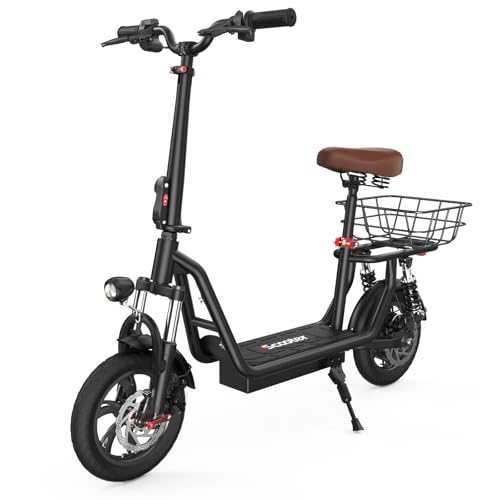 Electric Scooter with Seat, 14" Pneumatic Tire, Height Adjustable Seat T186125