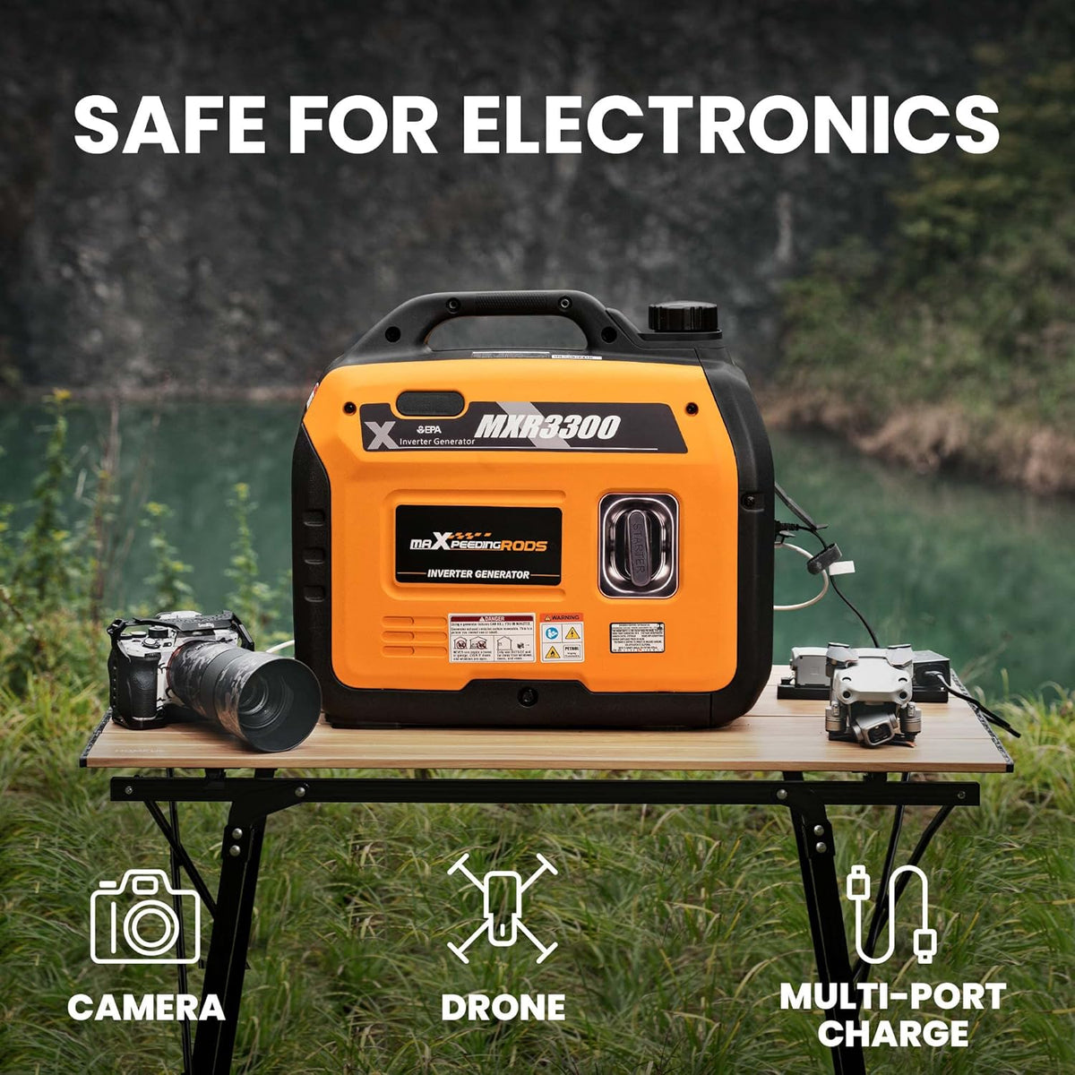 Portable Inverter Generator 3000W/3300W, Gas Powered Quiet Generator, EPA Compliant S470