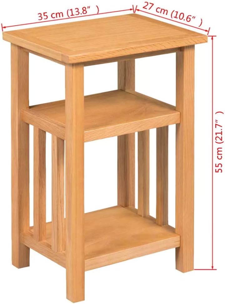 Oak Wood End Table with Magazine Shelf J880