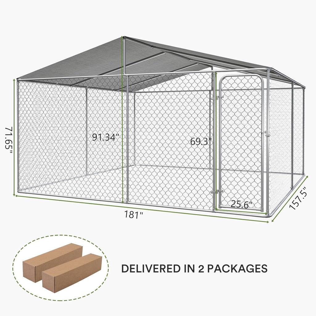 Extra Large Outdoor Dog Kennel with Roof and Lockable Door E2875