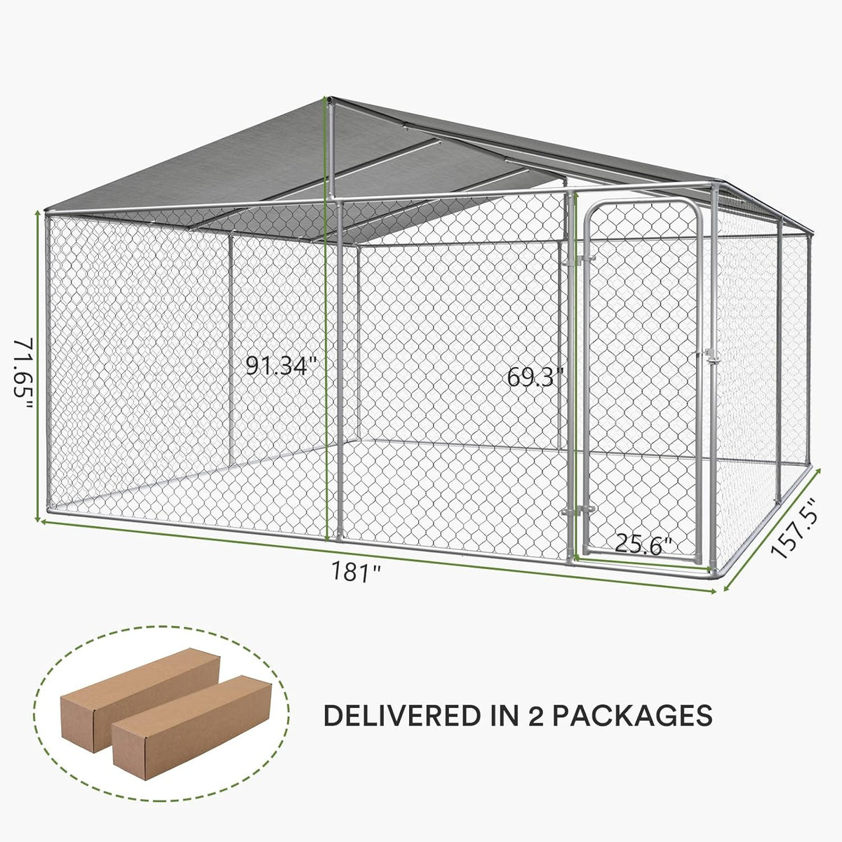 Extra Large Outdoor Dog Kennel with Roof and Lockable Door E2875