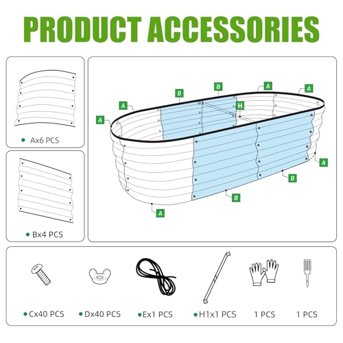 Galvanized Raised Garden Bed, 4x2x1ft Oval Metal Planter Box J651266