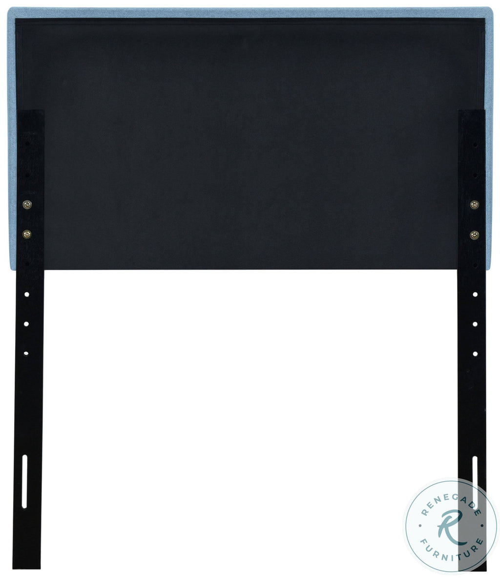 Blue Fabric Vertical Channel Twin Headboard R66071