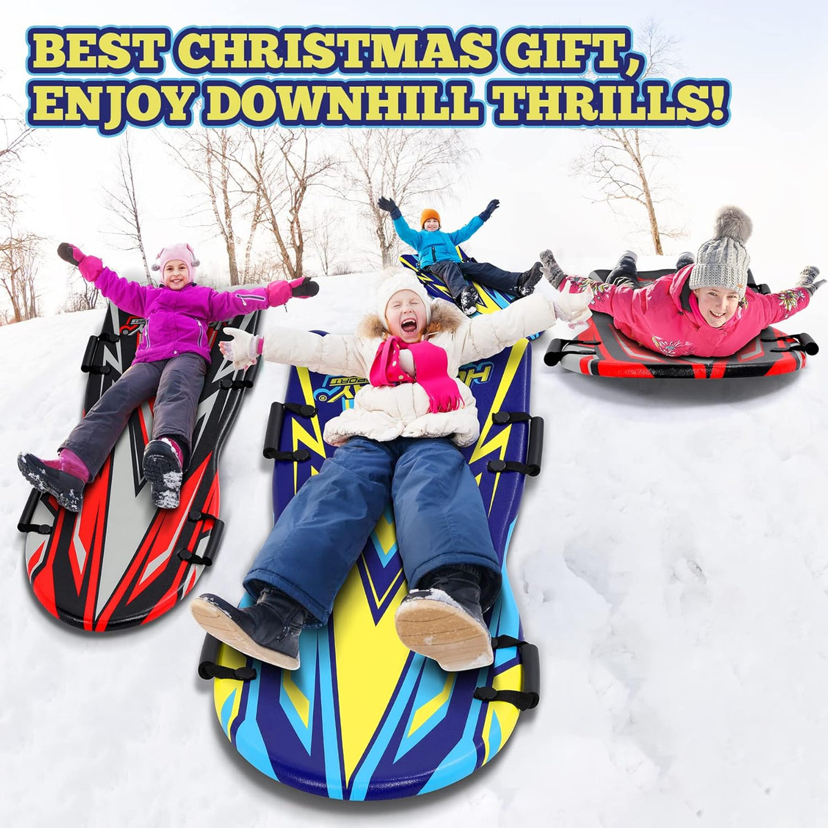 2 Pack Large Foam Snow Sled with Handles Z9967