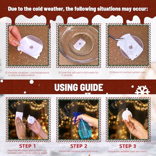 5Pack Christmas Window Lights with Timer, Battery Powered White LED Snowflake Decor J313