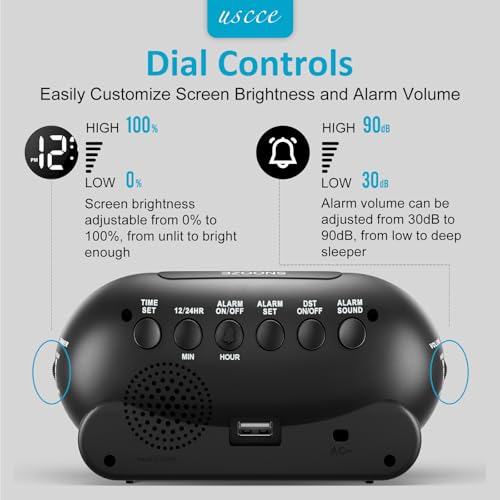 Small LED Digital Alarm Clock with Snooze, USB Charger S889451