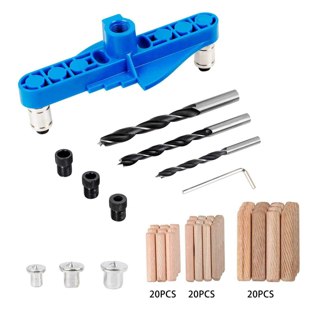 74 pcs handheld dowel jig kit 2 in 1 Center Scriber Line doweling hole jig with Wood Dowels Pins Drill Bits D4940