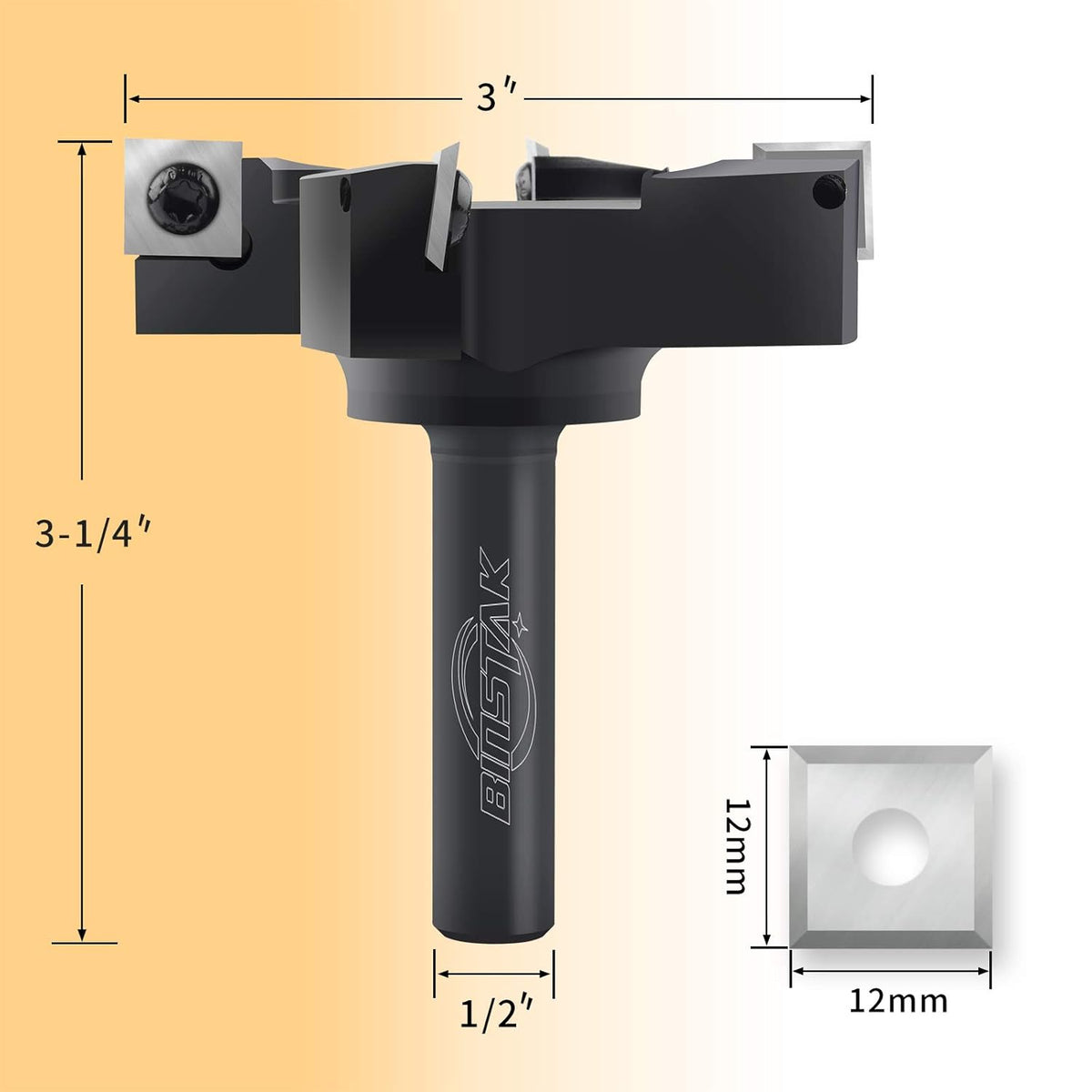 1/2 Shank 3 Cutting Diameter Carbide Insert Router Bit C4542