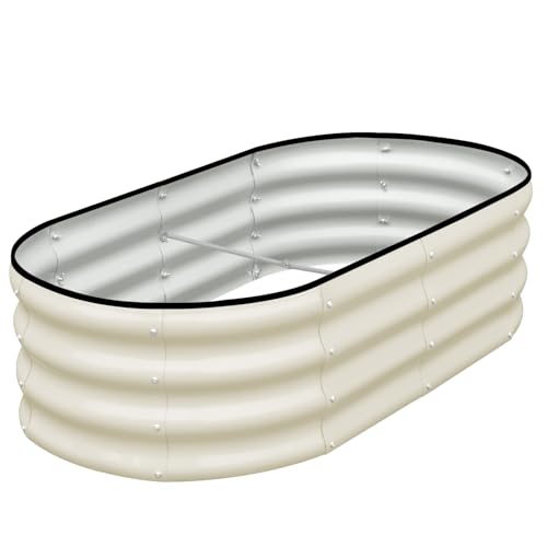 Galvanized Raised Garden Bed, 4x2x1ft Oval Metal Planter Box J651266