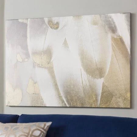 Abstract Art Paper Gold Gray White Silver Canvas 30x22 S2677