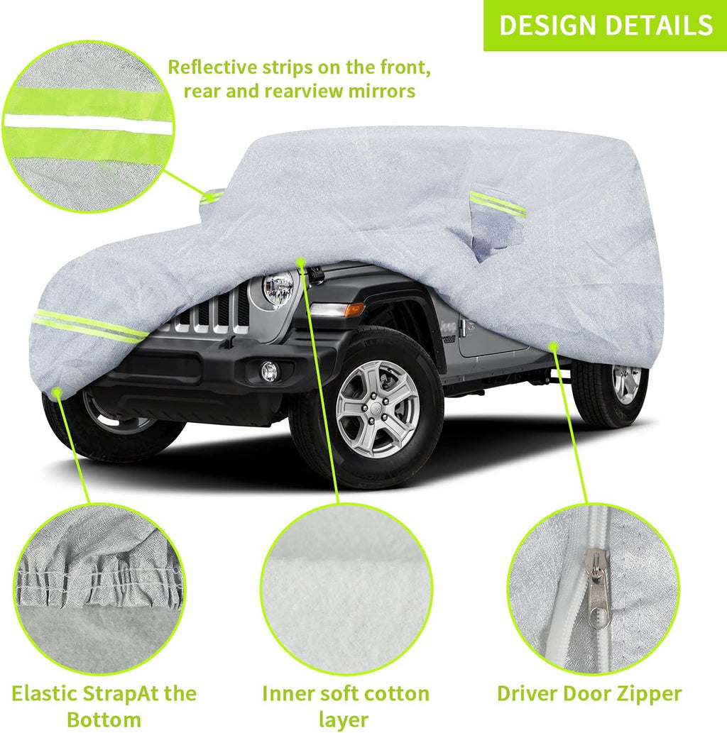 7 Layers Car Cover with Windproof Strap & Driver Door Zipper T61513