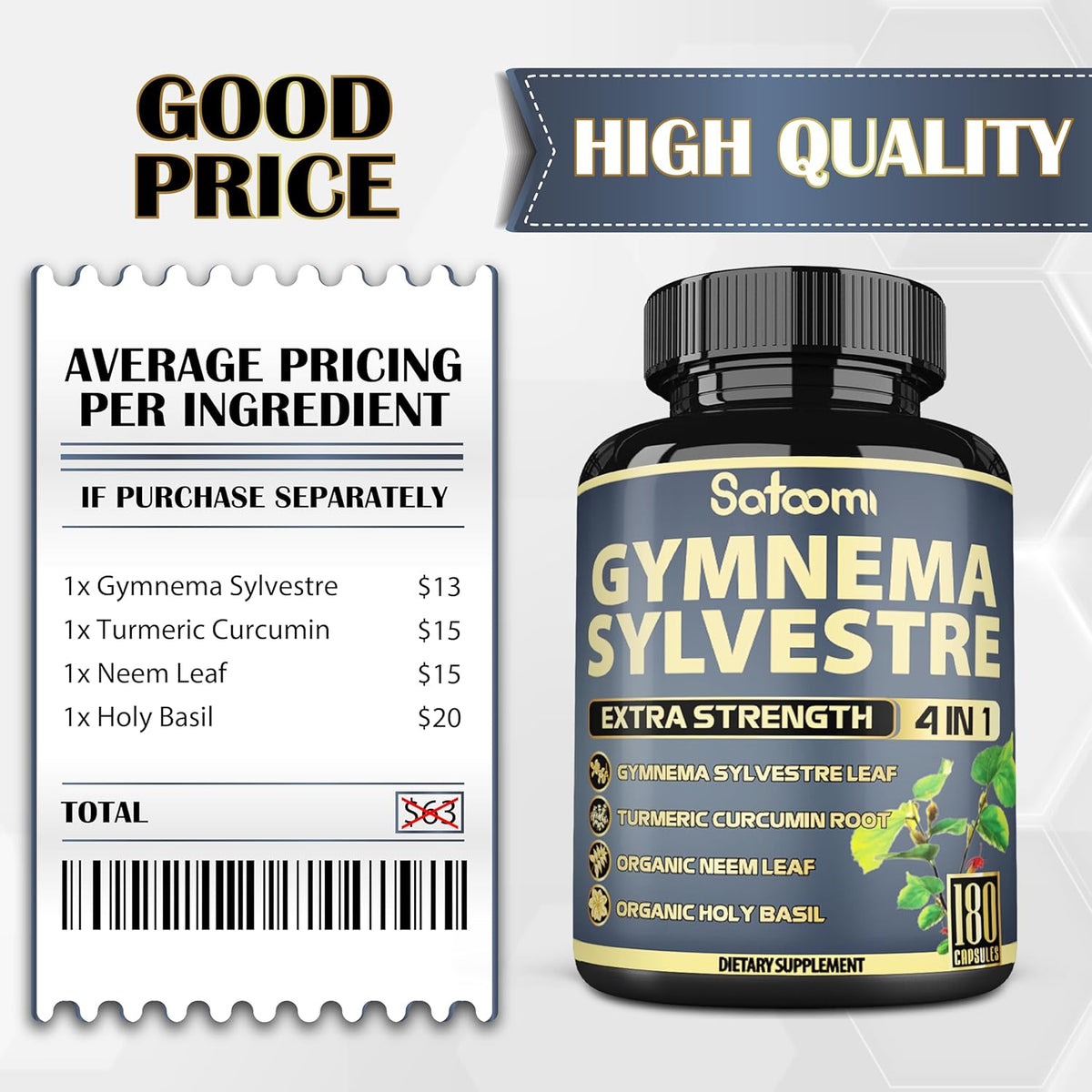 180 Capsules Gymnema Sylvestre Capsules Extract P736