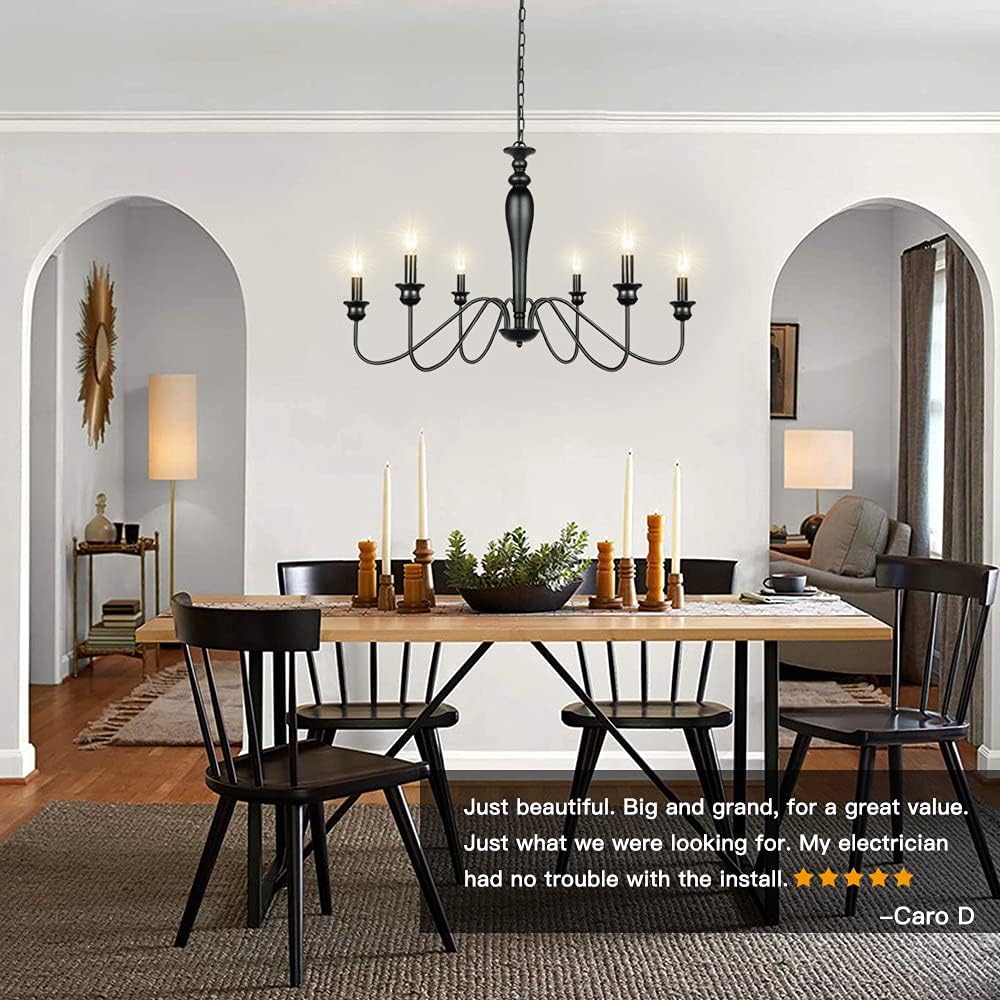 6-Light Black Iron Candle Chandelier U6892