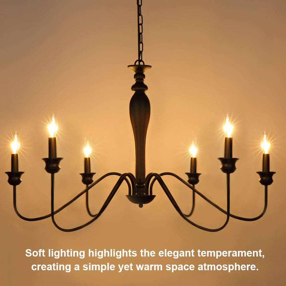 6-Light Black Iron Candle Chandelier U6892