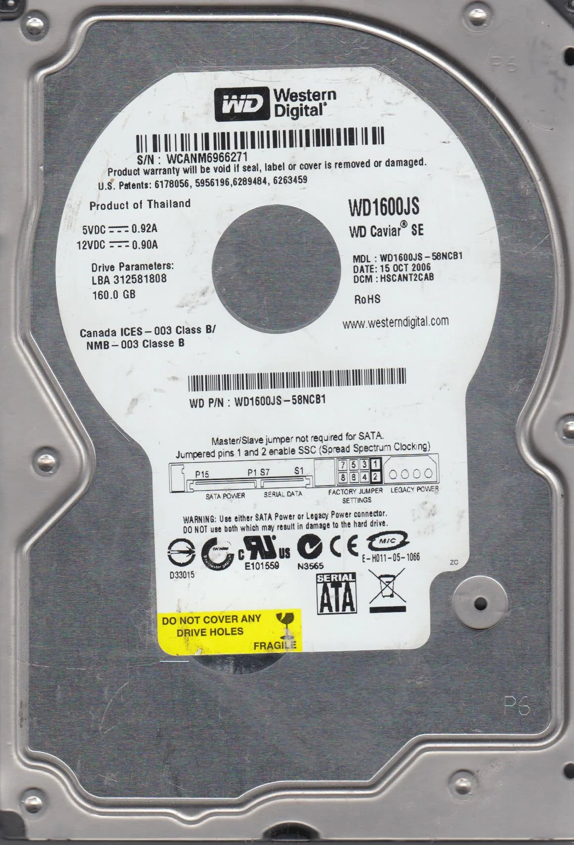 160GB SATA 3.5 Hard Drive B24727