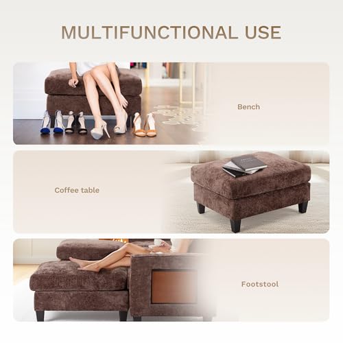 118" U-Shaped 4-Seat Modular Sectional Sofa with 2 Ottomans D8938