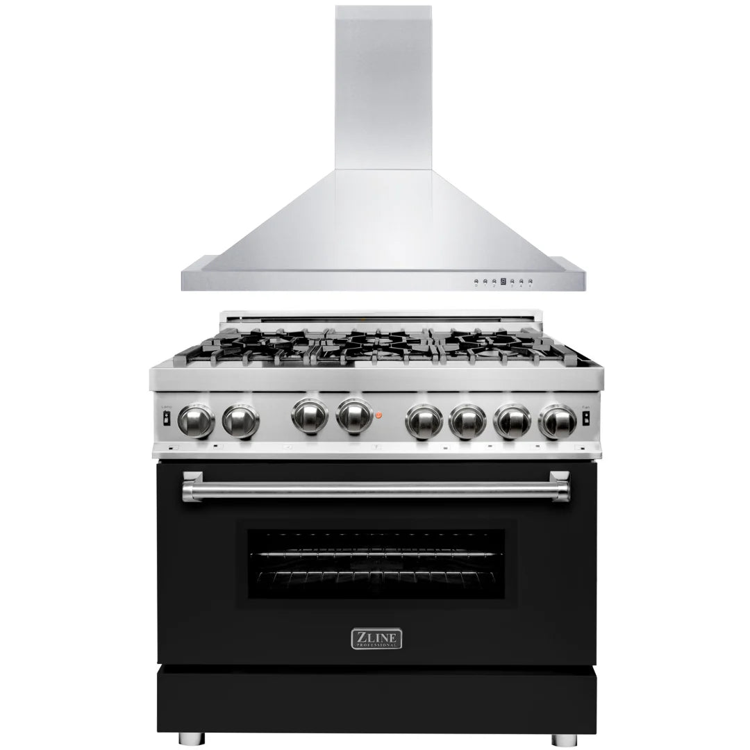 36 in. Gas Range and Range Hood Appliance Package T573899