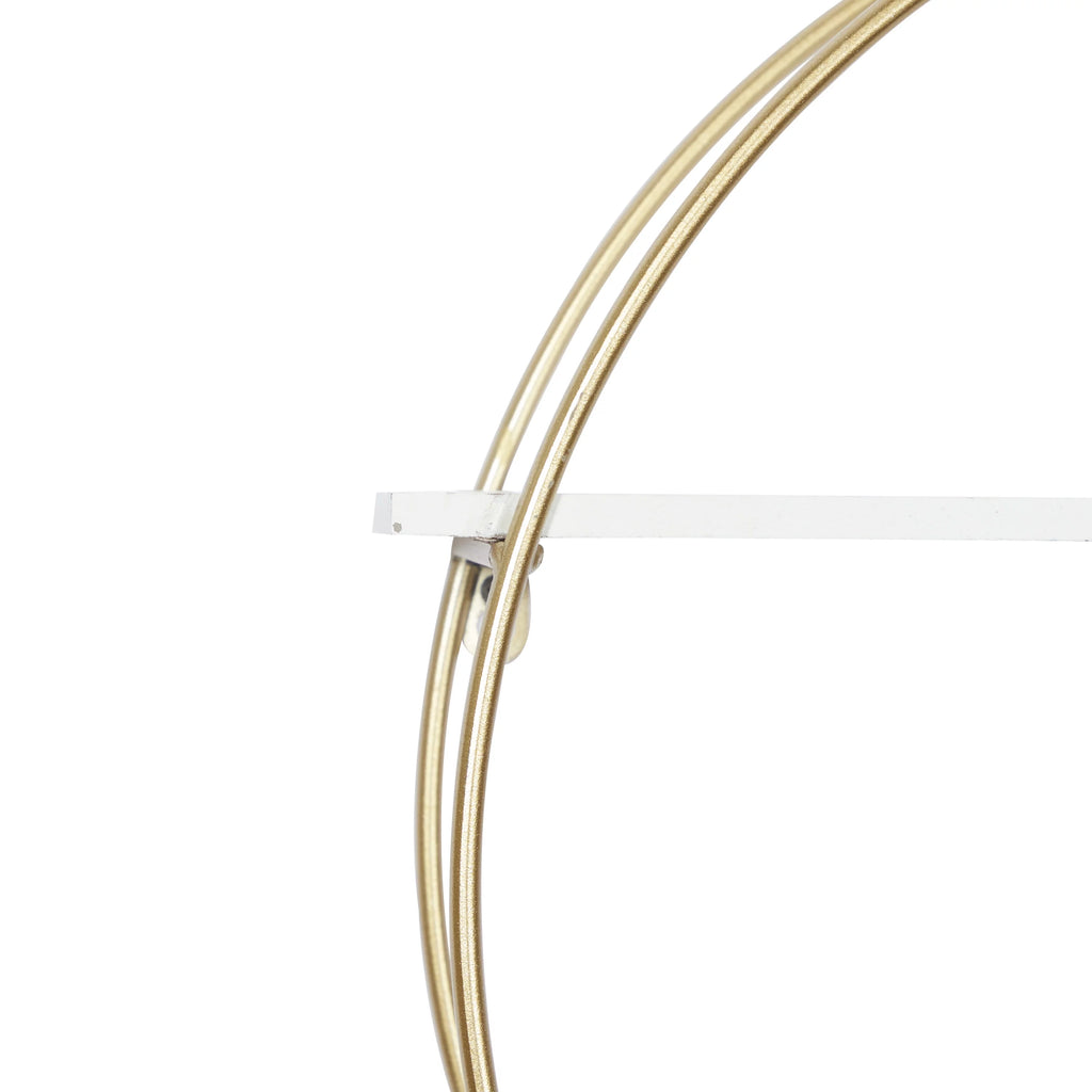 34"W 20"H MDF and Metal Contemporary Wall Shelf, Gold, 1-Piece R29246