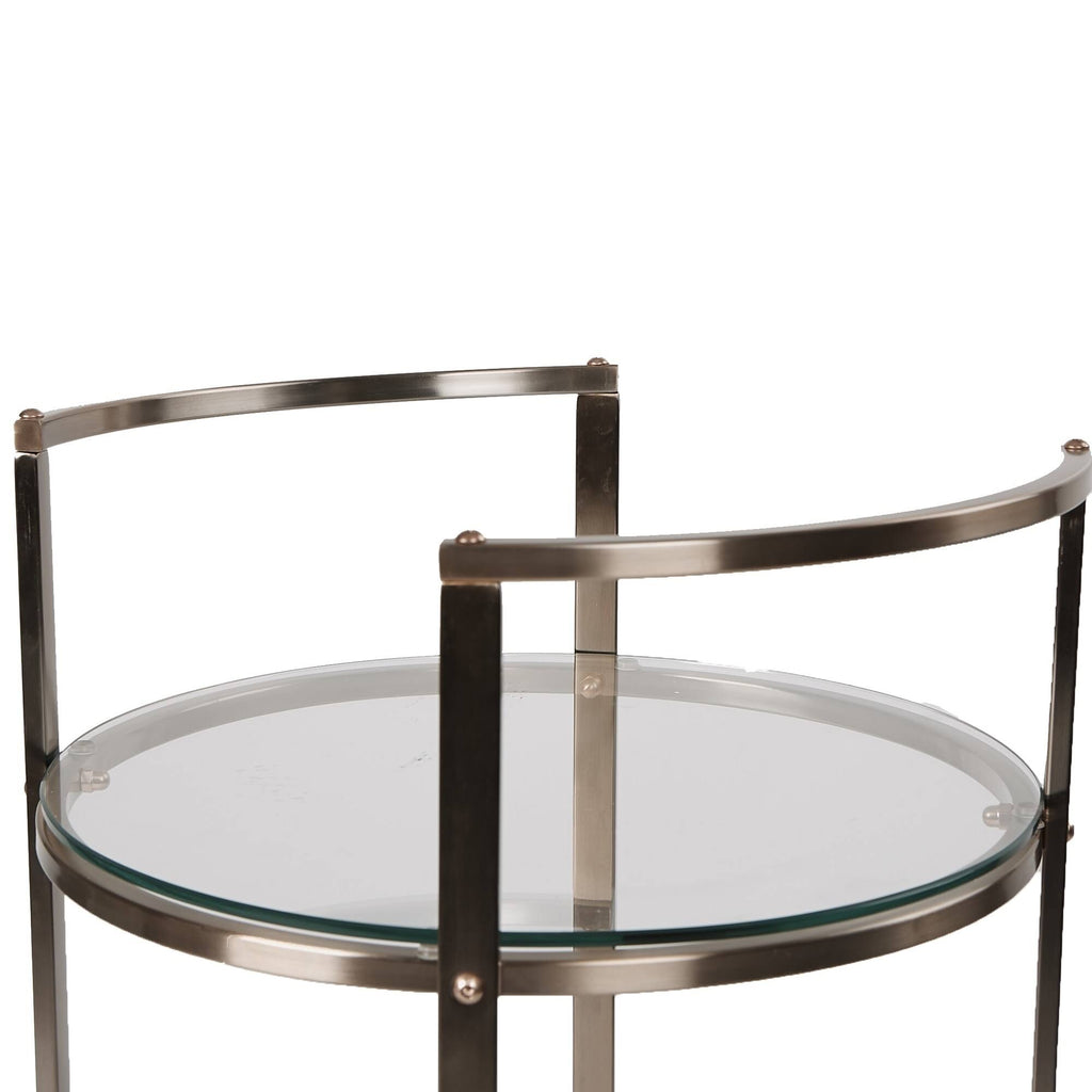 2 Tier Metal Bar Cart with Glass Top O240