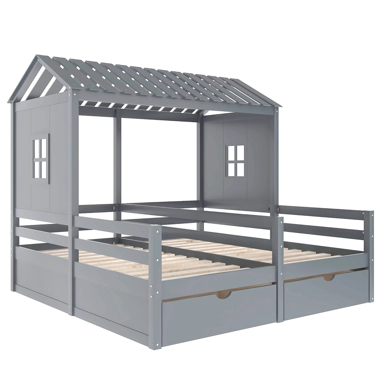 Twin Size House Platform Bed with Two Drawers P719