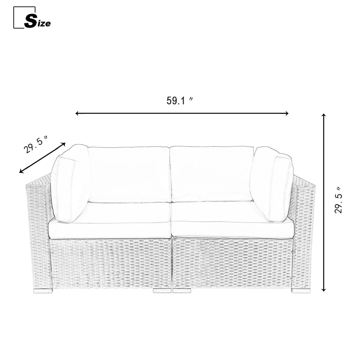 Blue 2-Piece Rattan Corner Sofa Set G378319
